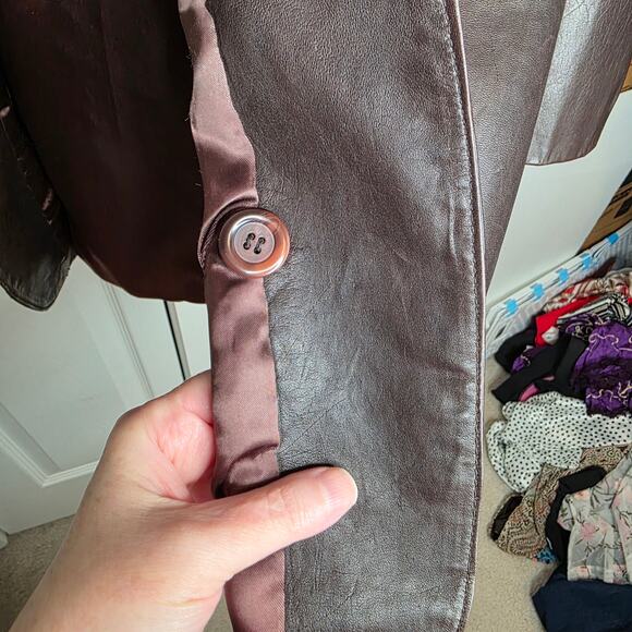 Vintage 90s Cellini Collection Men's Brown Leather Jacket Sz 40L - Picture 9 of 11